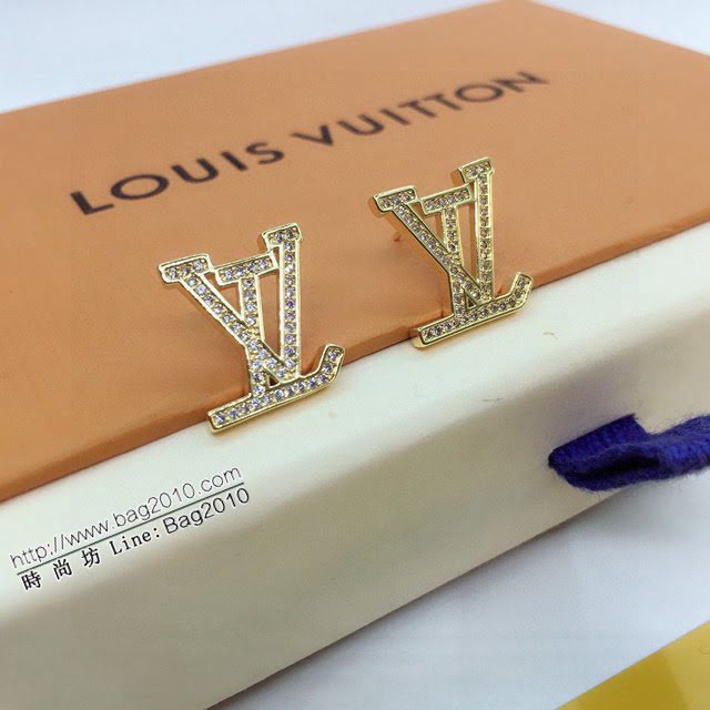 Louis Vuitton純銀飾品 路易威登Wish Bone耳釘 LV簡約字母滿鑽耳釘耳環  zglv2198